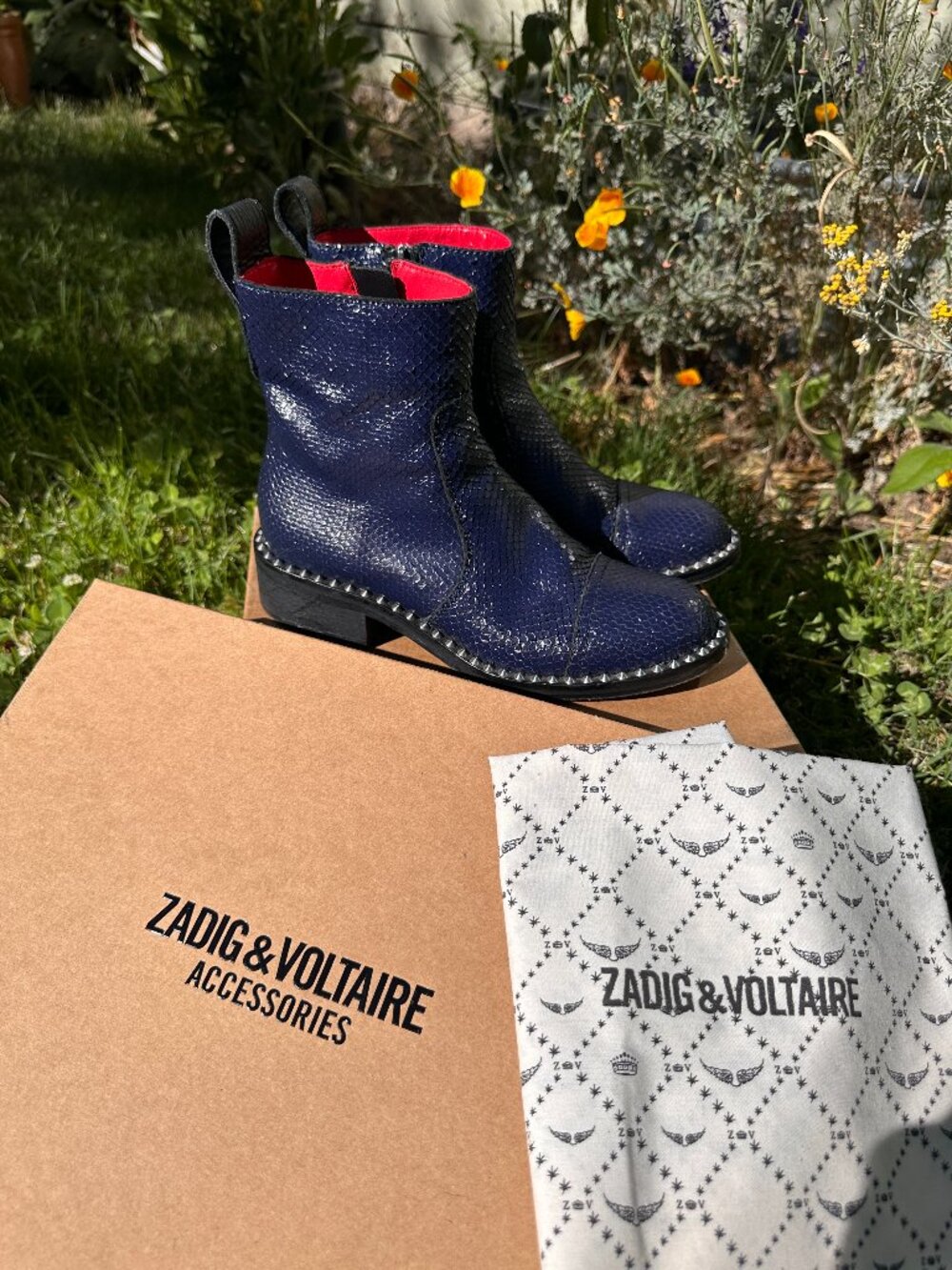 Zadig & Voltaire Blue Marine Empress Keith Boots WGAB1704F EUC Size 38